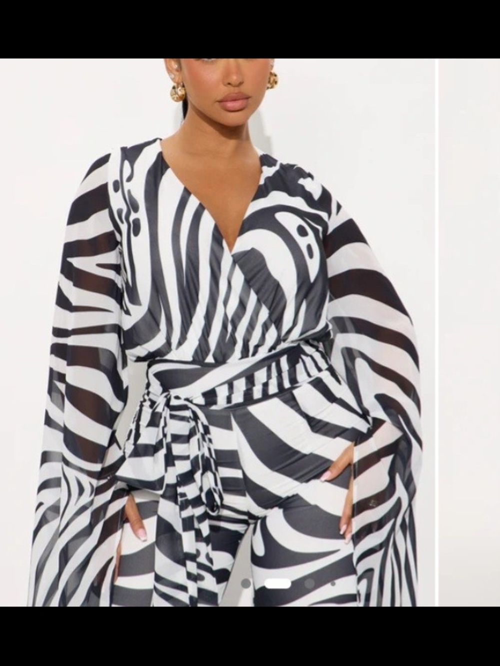FN Black & White Zebra Wrap Jumpsuit Small